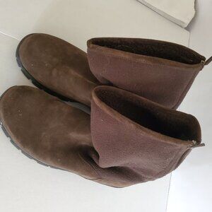Lands' End Men's Snow Boots - Flexible Suede Zip-Up - Lined - Brown - Size 12
